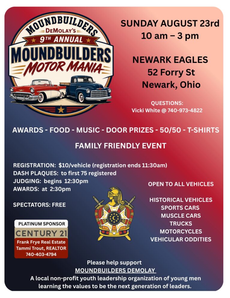 Flyer for Moundbuilders DeMolay’s Motor Mania