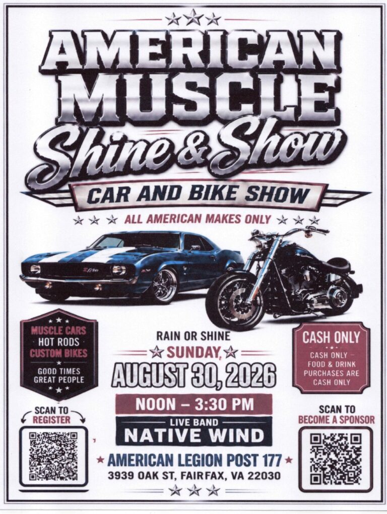 Flyer for American Muscle Shine & Show Car and Bike Show