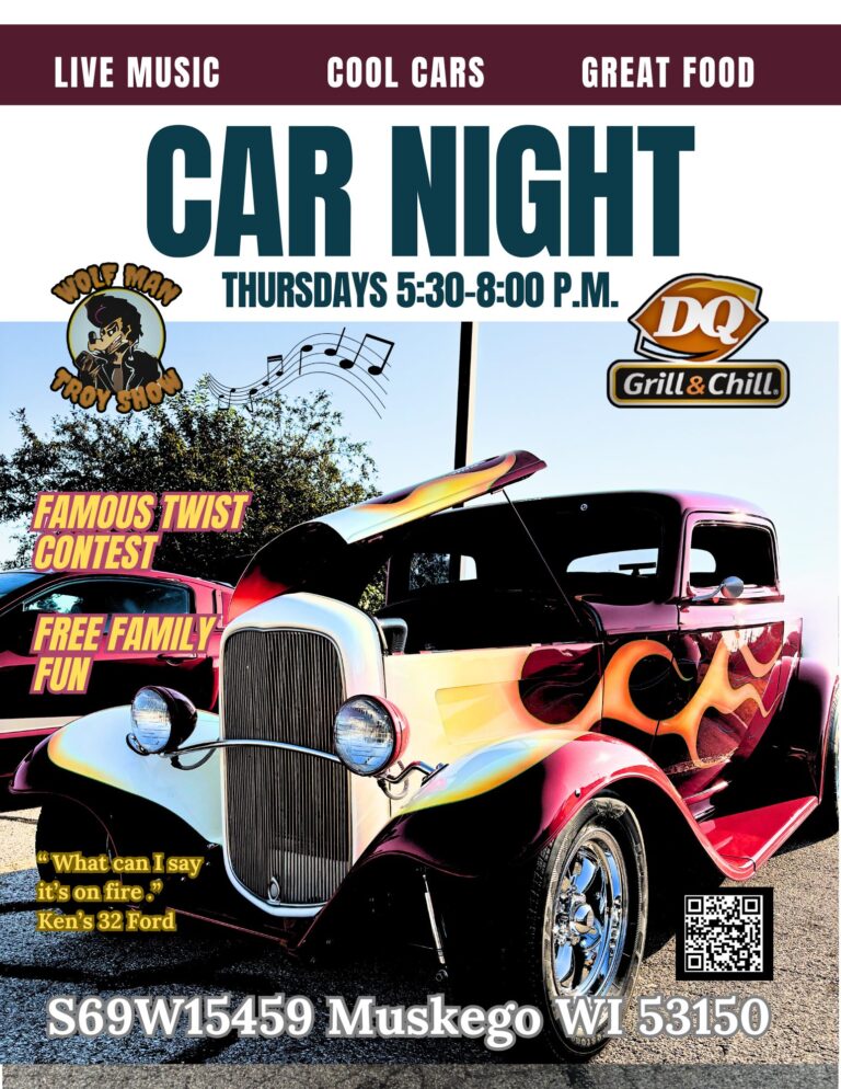 Flyer for DQ Grill & Chill Car Night