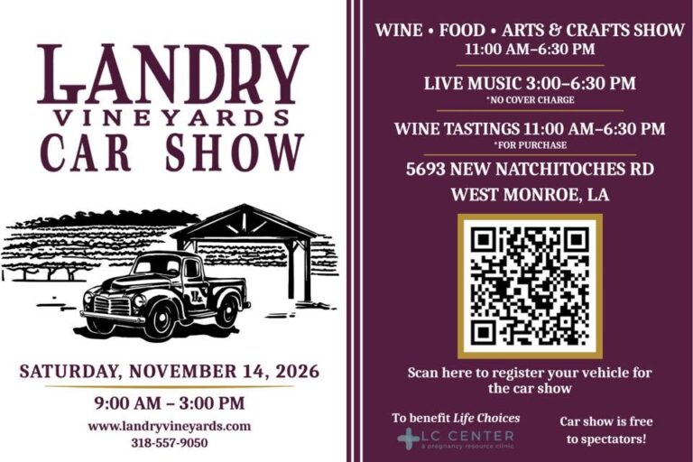 Flyer for Landry Vineyards Car Show