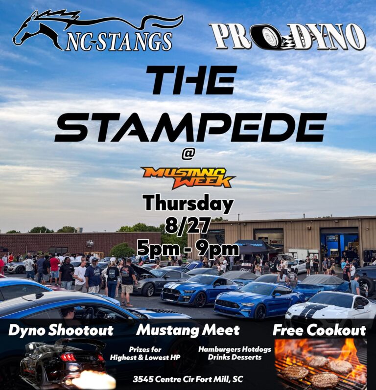 Flyer for NC-Stangs Pro Dyno the Stampede Mustang Meet