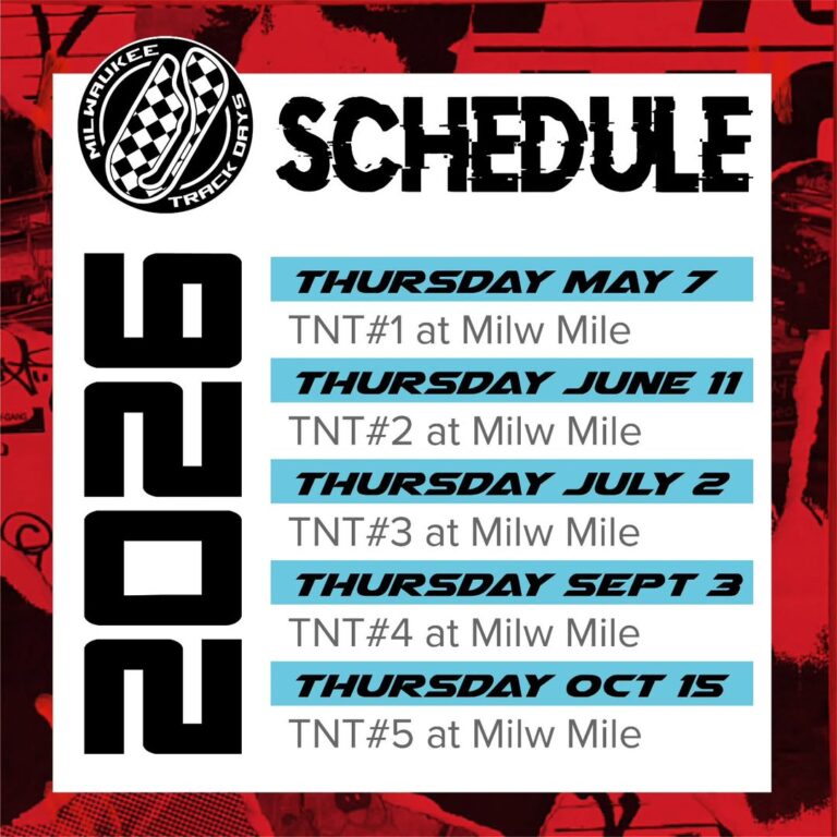 Flyer for Milwaukee Mile TNT Test and Tune
