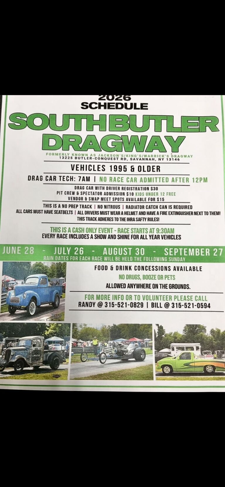 Flyer for South Butler Dragway