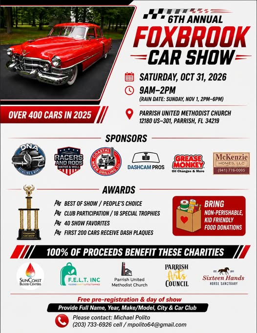 Flyer for 6th Annual Foxbrook Car Show