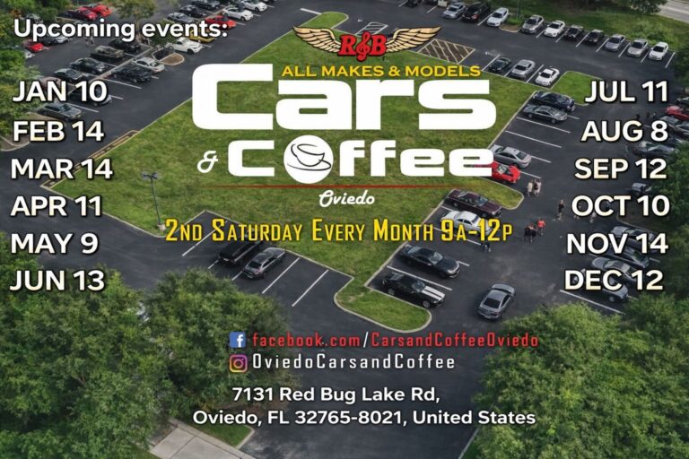 Flyer for Cars & Coffee Oviedo