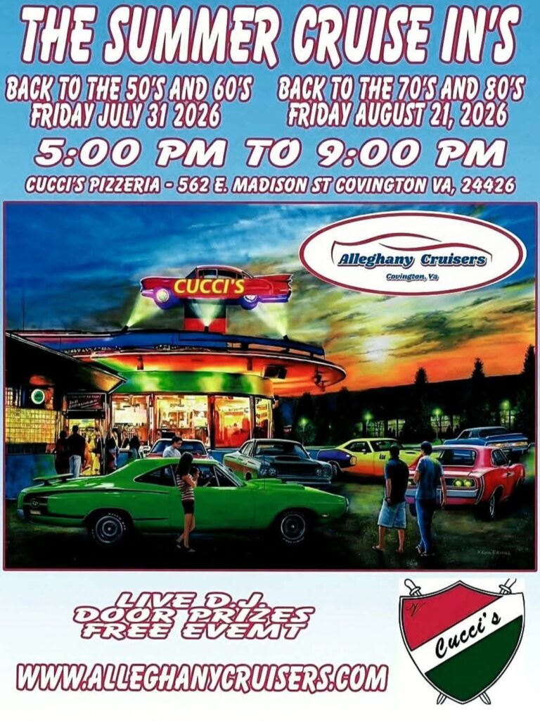 Flyer for Alleghany Cruisers Summer Cruise In’s