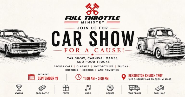 Flyer for Full Throttle Car Show for a Cause