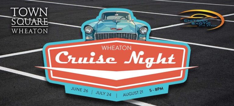 Flyer for Wheaton Cruise Night by Chitown Exotic Car Group – August