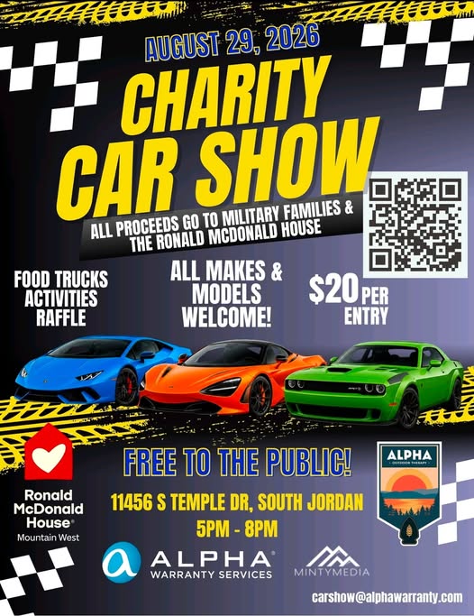 Flyer for Alpha Warranty Services Charity Car Show