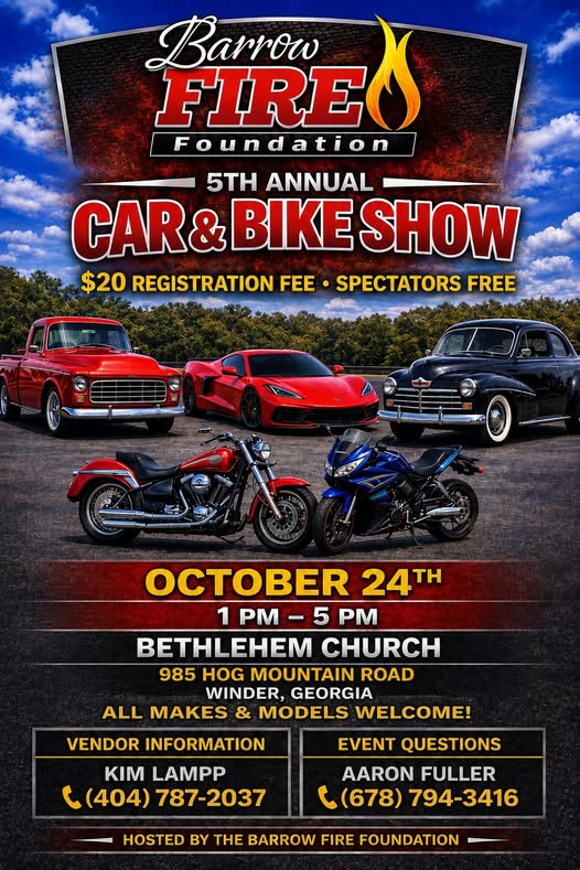 Flyer for Barrow Fire Foundation 5th Annual Car & Bike Show