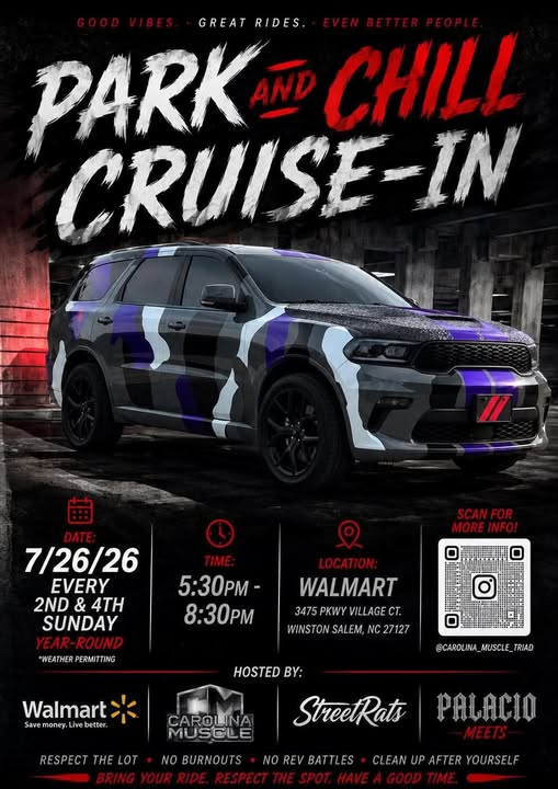 Flyer for Carolina Muscle Park and Chill Cruise-In