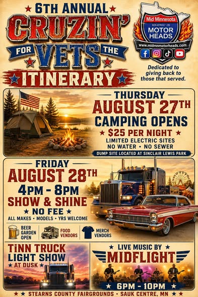 Flyer for Cruzin’ for the Vets Car Show