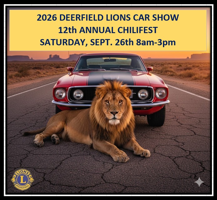 Flyer for Deerfield Lions 12th Annual ChiliFest Car Show