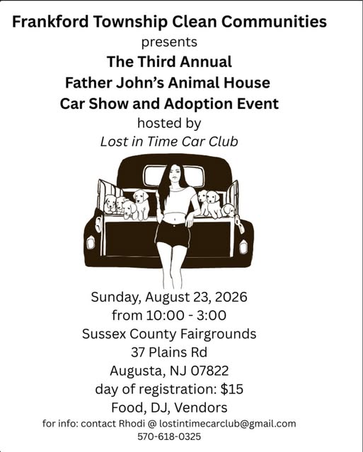 Flyer for Father John’s Animal House Car Show and Adoption Event