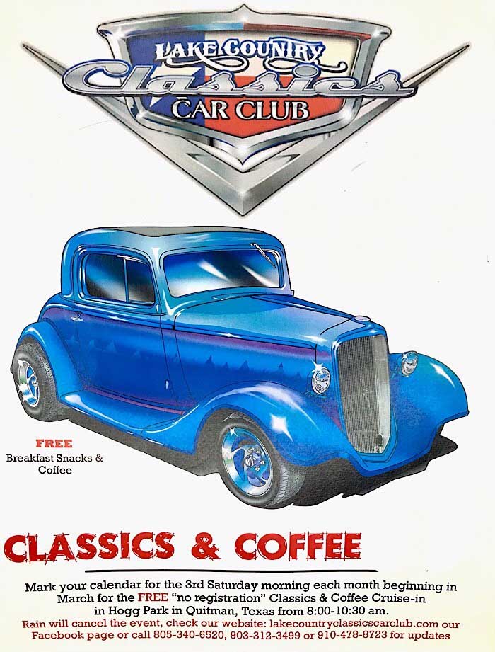 Flyer for Lake Country Car Club Classics & Coffee