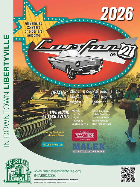 Flyer for MainStreet Libertyville Downtown Car Show