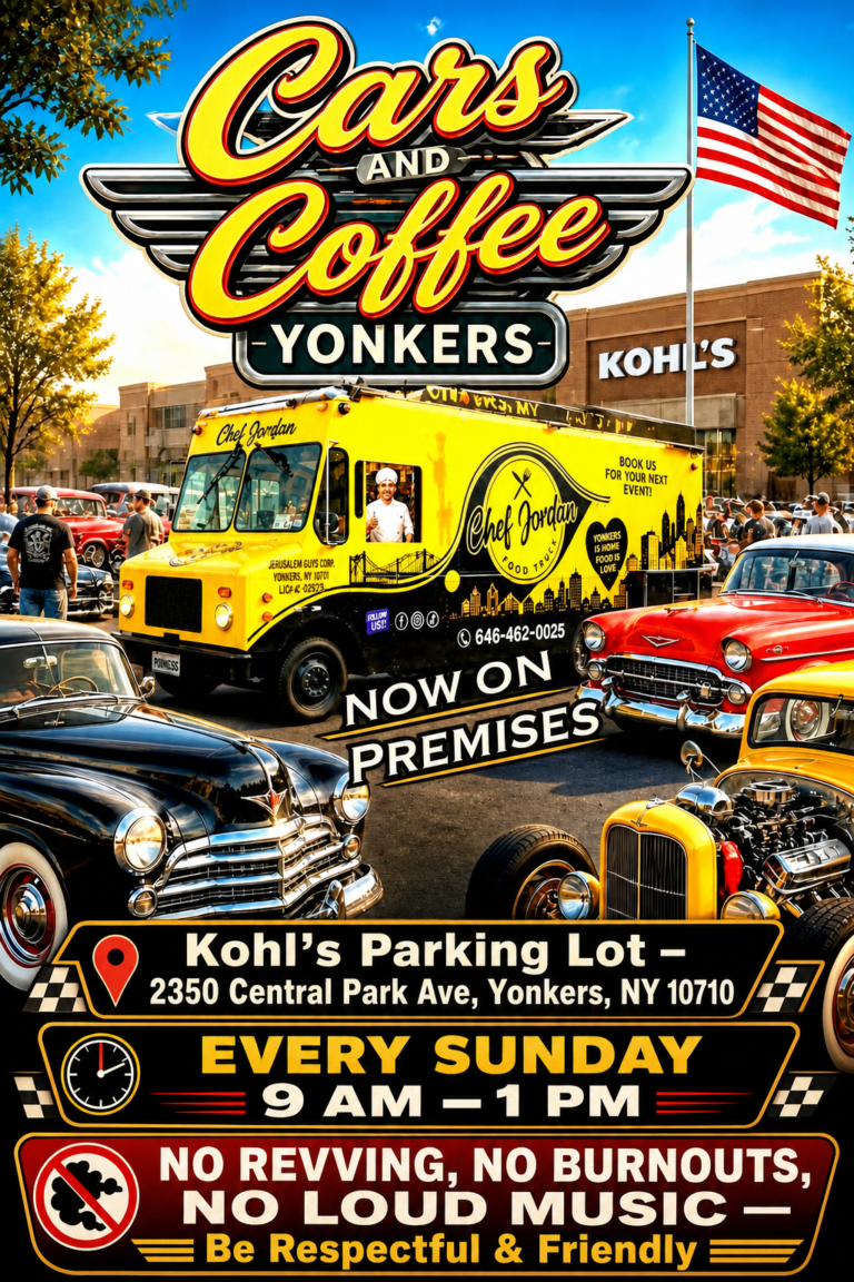 Flyer for Yonkers Westchester Cars & Coffee