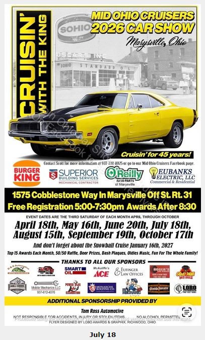 Flyer for Mid Ohio Cruisers Cruisin’ With the King Car Show