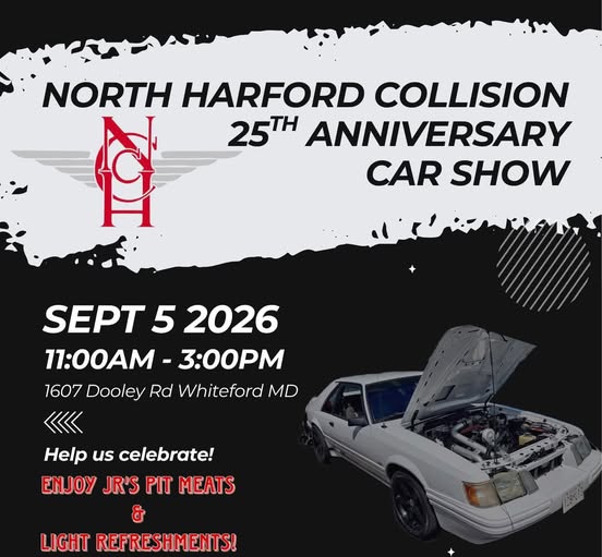 Flyer for North Harford Collision 25th Anniversary Car Show