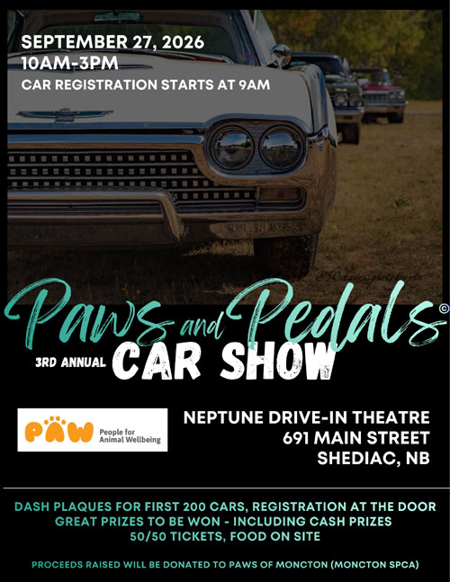 Flyer for Paws and Pedals Car Show