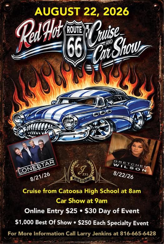 Flyer for Red Hot Route 66 Cruise Car Show