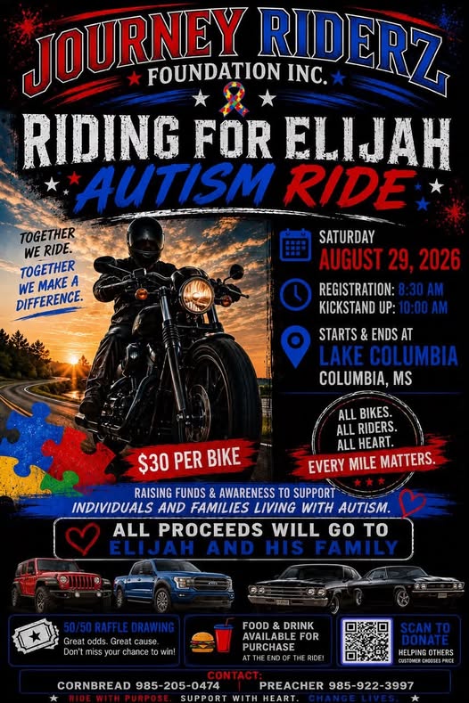 Flyer for Riding for Elijah Autism Ride