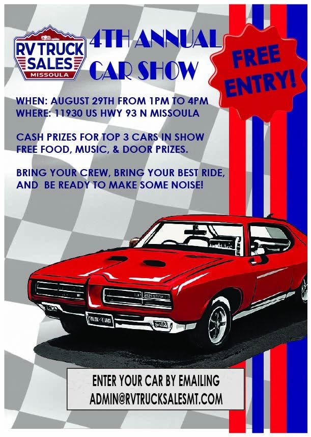 Flyer for RV Truck Sales Missoula 4th Annual Car Show