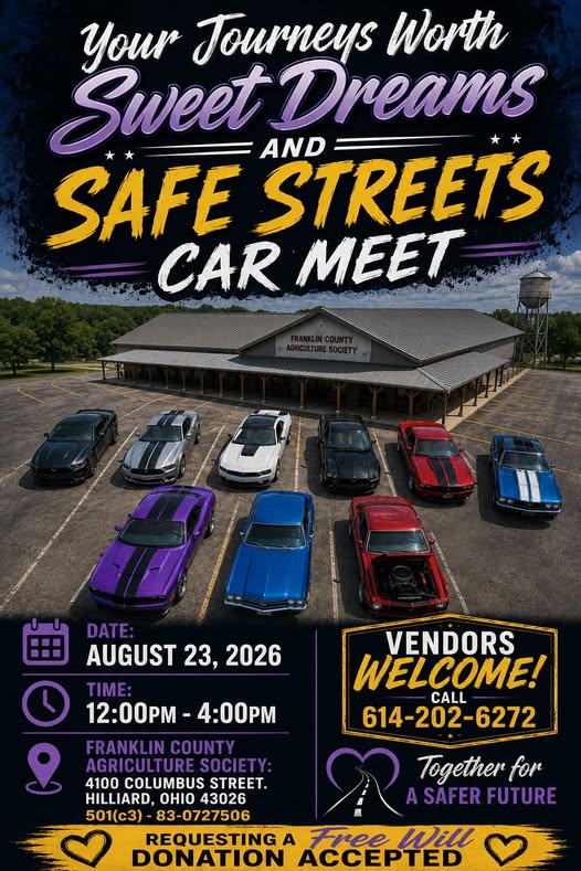 Flyer for Sweet Dreams and Safe Streets Car Meet