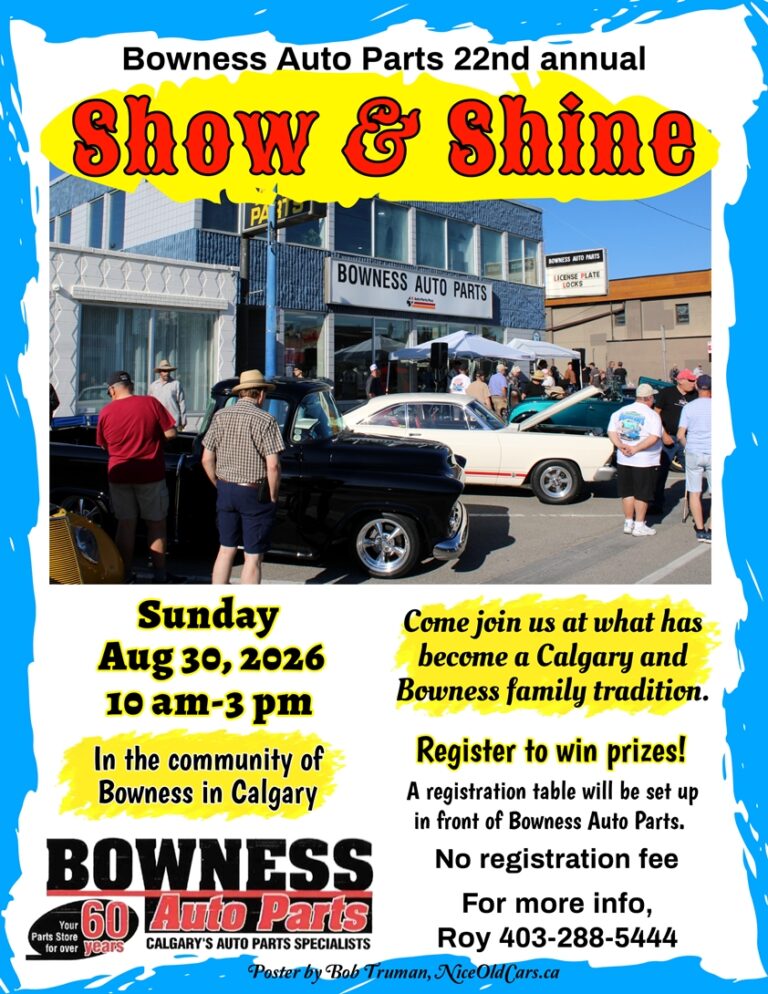 Flyer for Bowness Auto Parts Show & Shine
