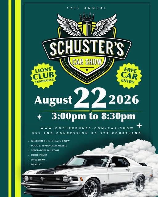 Flyer for 16th Annual Schuster’s Car Show
