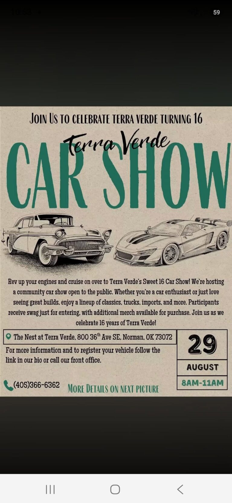 Flyer for Terra Verde Car Show