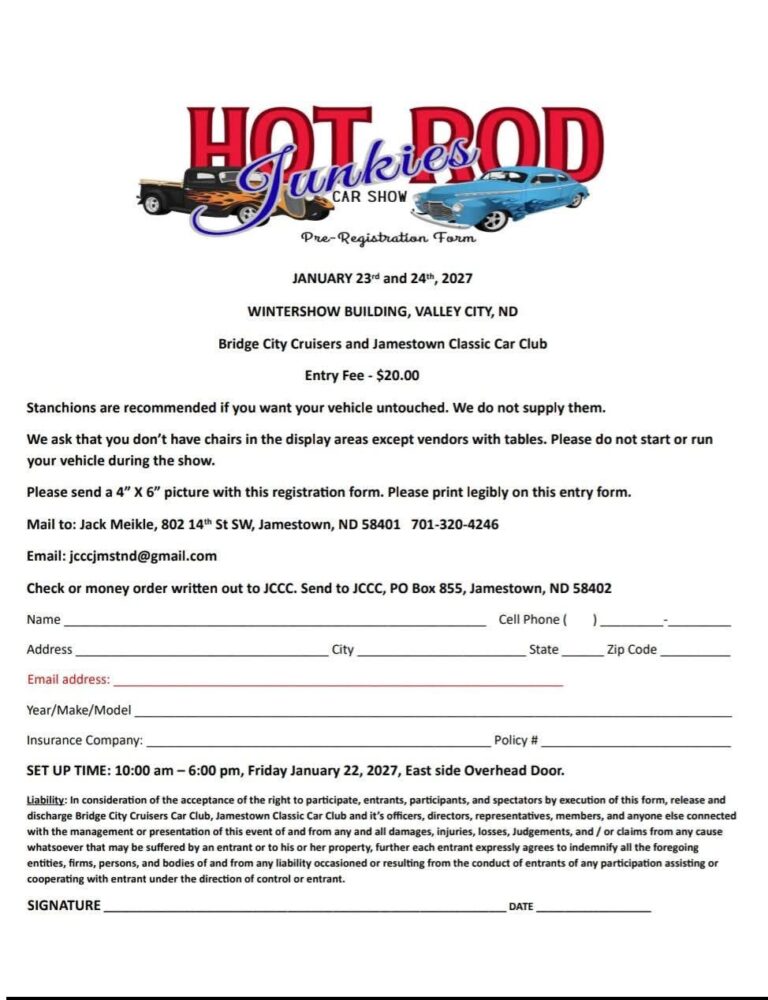 Flyer for Hot Rod Junkies Car Show