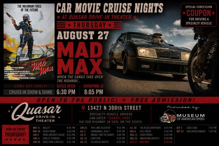 Flyer for Mad Max – Car Movie Cruise Nights
