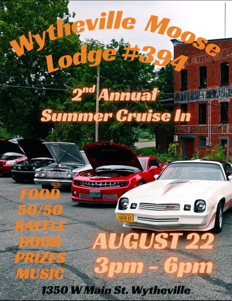 Flyer for Wytheville Moose Lodge #394 2nd Annual Summer Cruise in