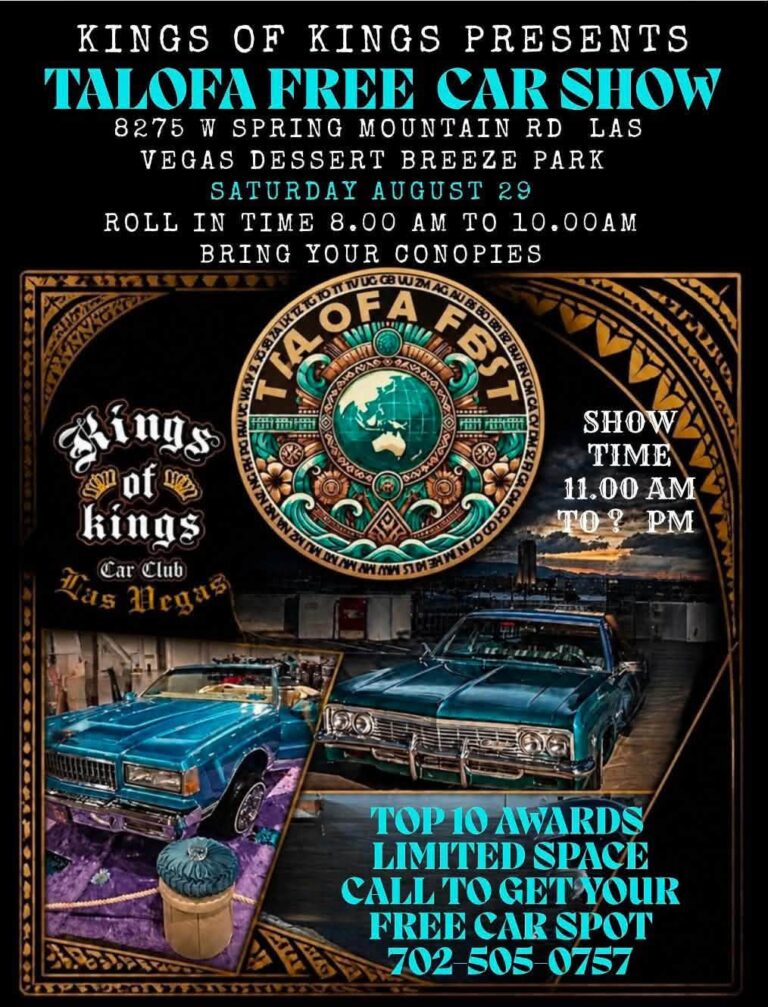 Flyer for Kings of Kings Talofa Free Car Show