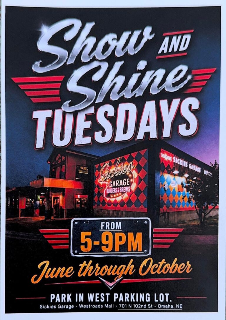 Flyer for Sickies Garage Show and Shine Tuesdays