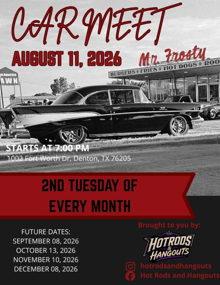Flyer for Car Meet with Hot Rods & Hangouts at Mr. Frosty