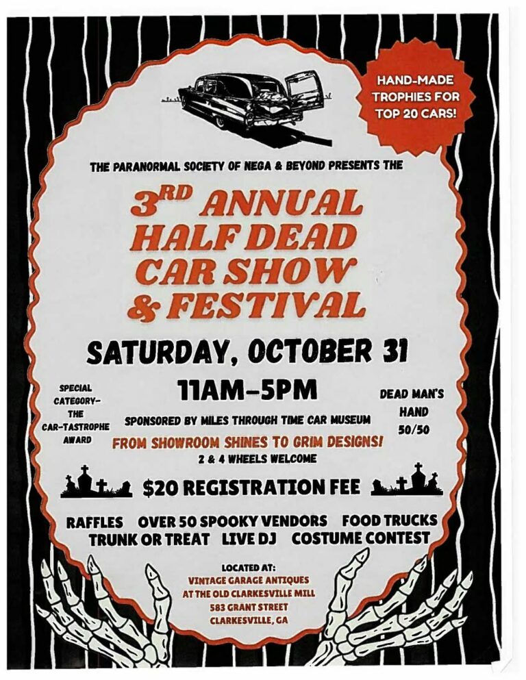Flyer for 3rd Annual Half Dead Car Show Halloween Festival
