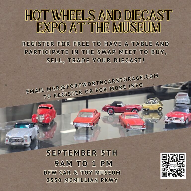 Flyer for Hot Wheels and Diecast Expo at the DFW Car & Toy Museum