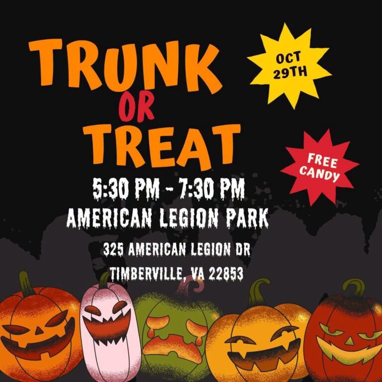 Flyer for Trunk or Treat by Town of Timberville