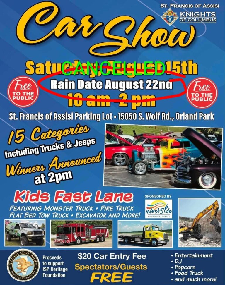 Flyer for St. Francis of Assisi Knights of Columbus Car Show