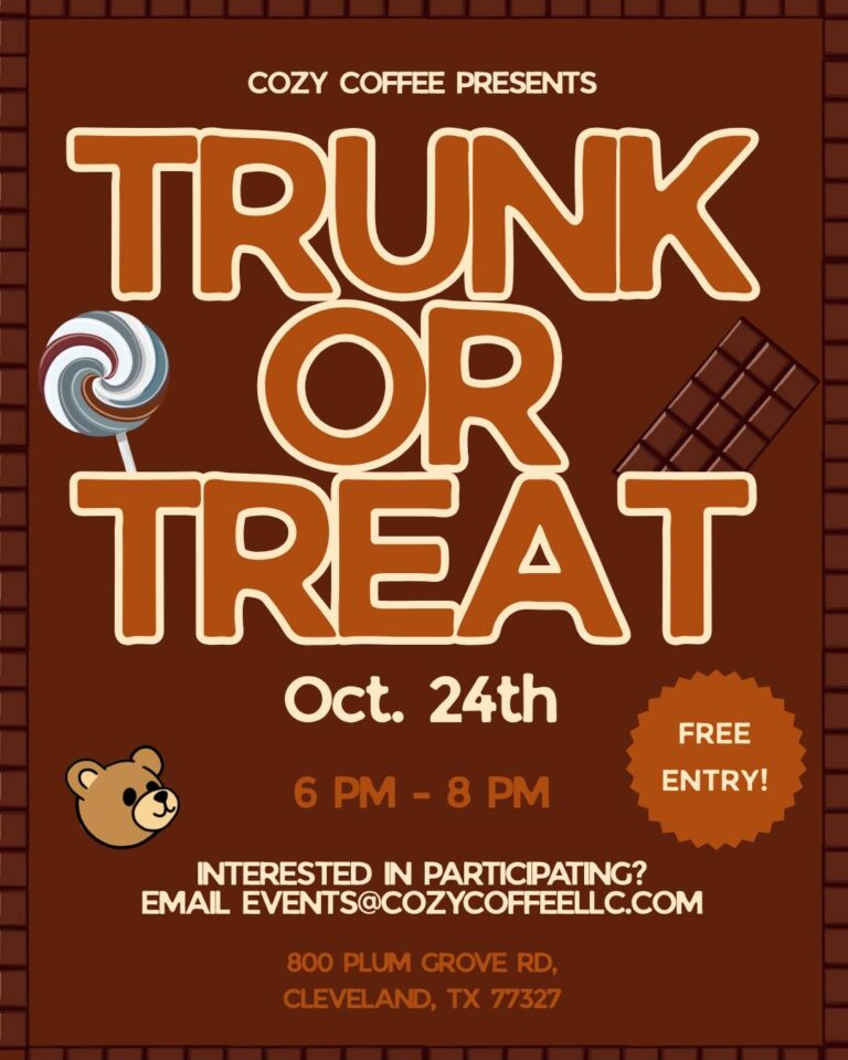 Flyer for Trunk or Treat at Cozy Coffee