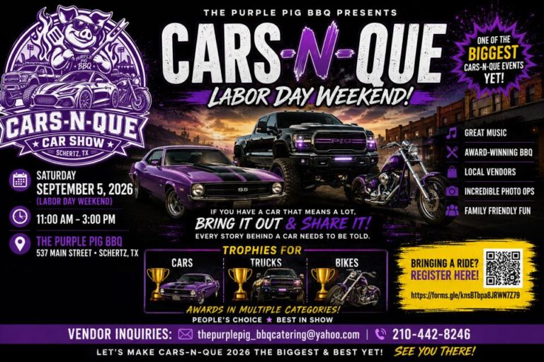 Flyer for Cars-N-Que Labor Day Show