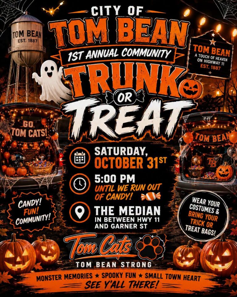Flyer for Tom Bean Trunk or Treat