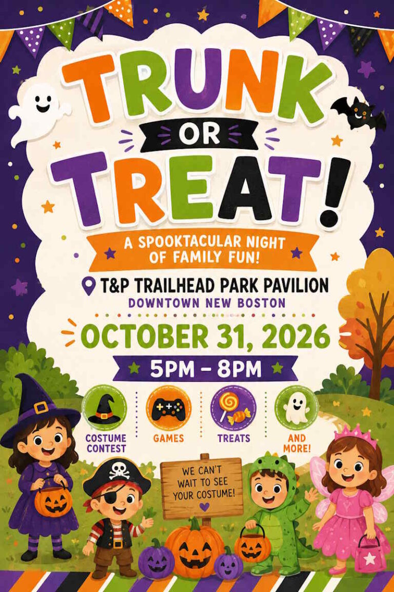Flyer for Trunk or Treat by New Boston Chamber of Commerce