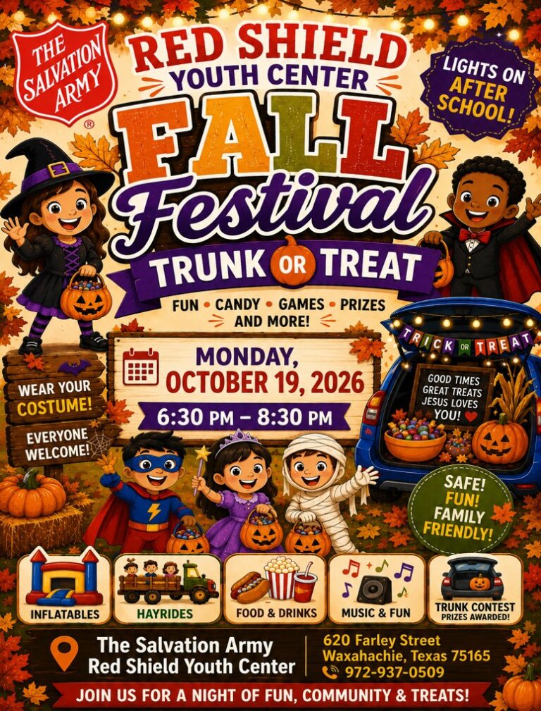 Flyer for Fall Festival Trunk or Treat – Red Shield Youth Center