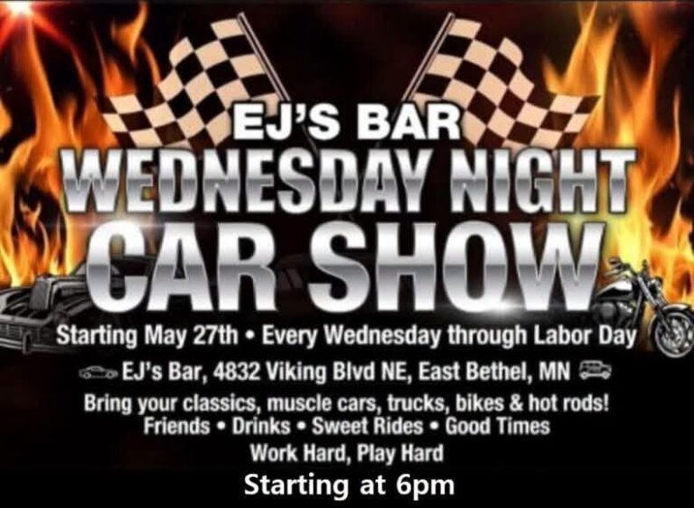 Flyer for EJ’s Bar Wednesday Night Car Show