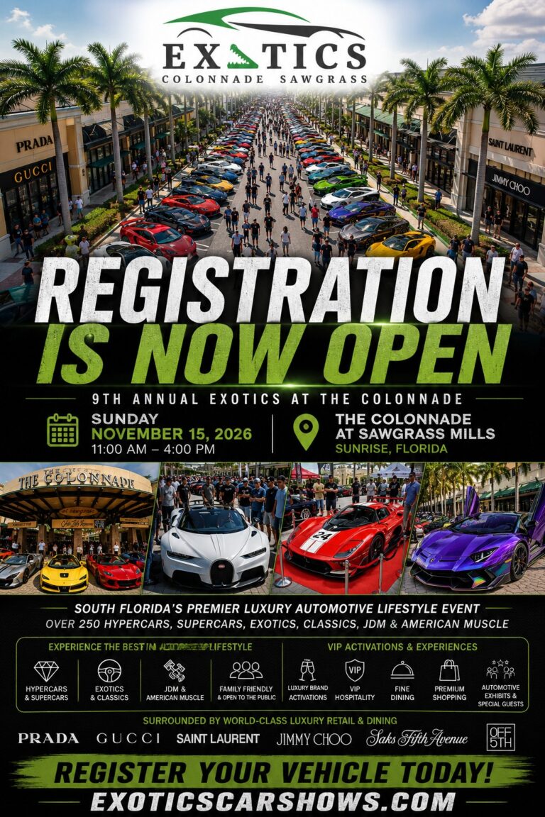 Flyer for Exotics at The Colonnade at Sawgrass