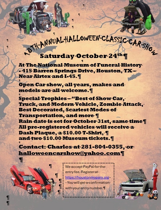 Flyer for 18th Annual Halloween Classic Car Show