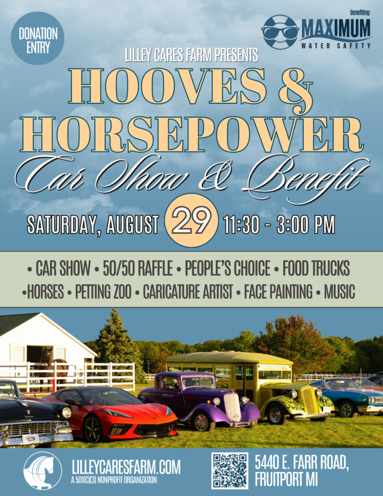 Flyer for Hooves & Horsepower Car Show & Benefit
